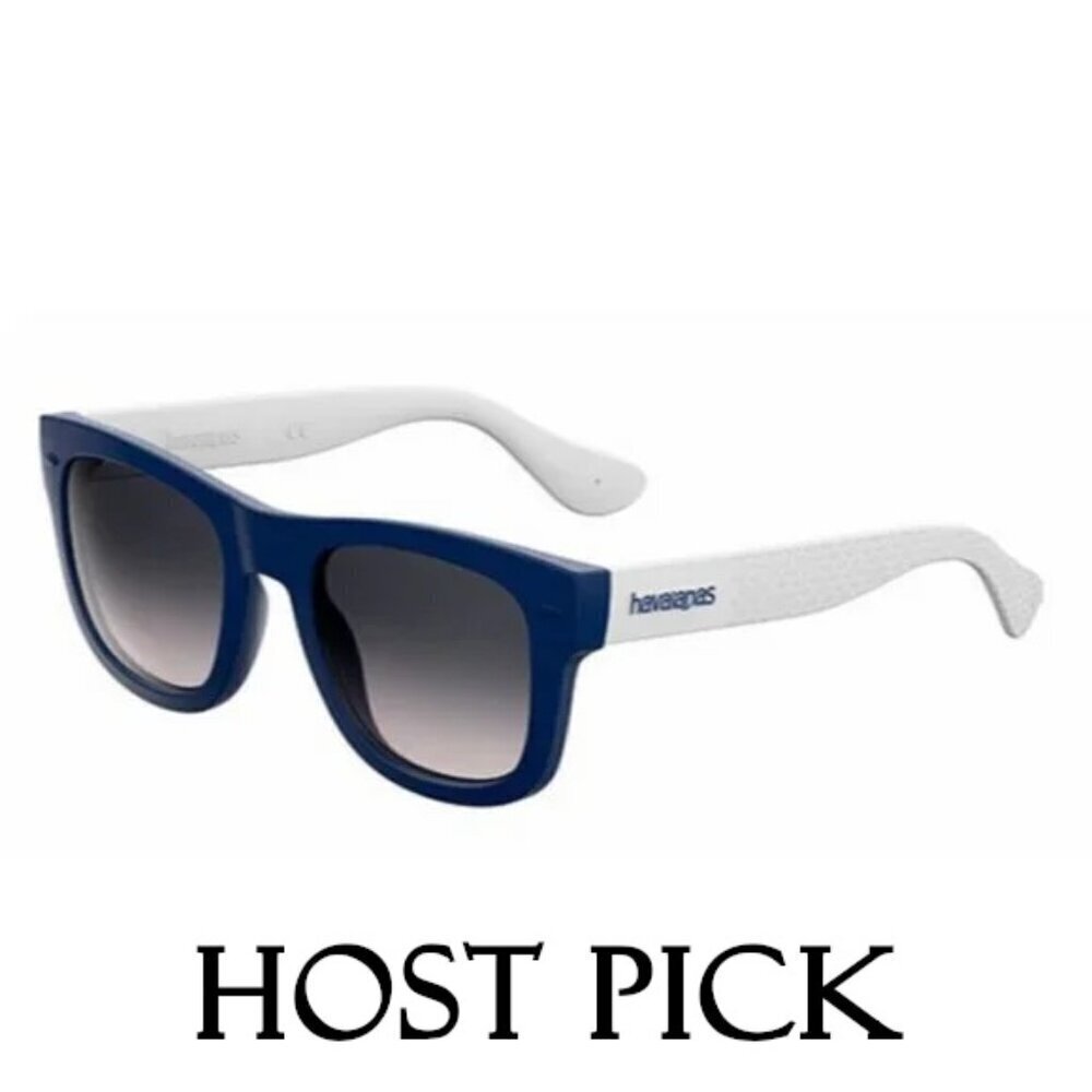 NWOT Havaianas navy blue frame, white temples & brown lens sunglasses